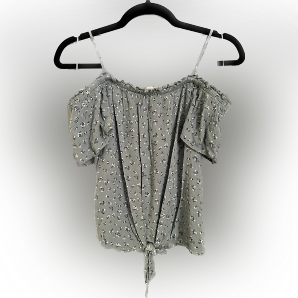 Green Floral Off the Shoulder Crop Top Size M‎